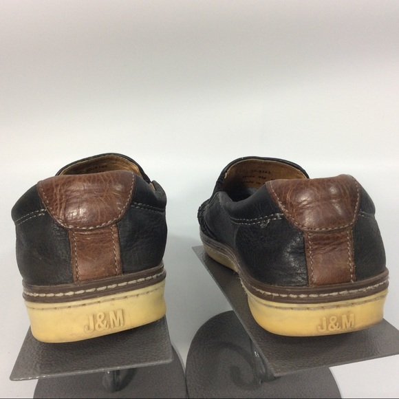 J&M Johnston & Murphy 9M Sheepskin Black Woven Loafers Slip On Driving Shoes - Picture 2 of 9